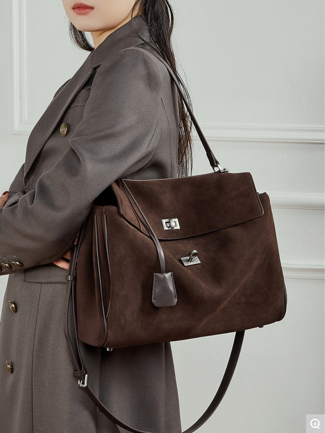 3262 Large Retro Large-Capacity Tote Bag – Suede Leather