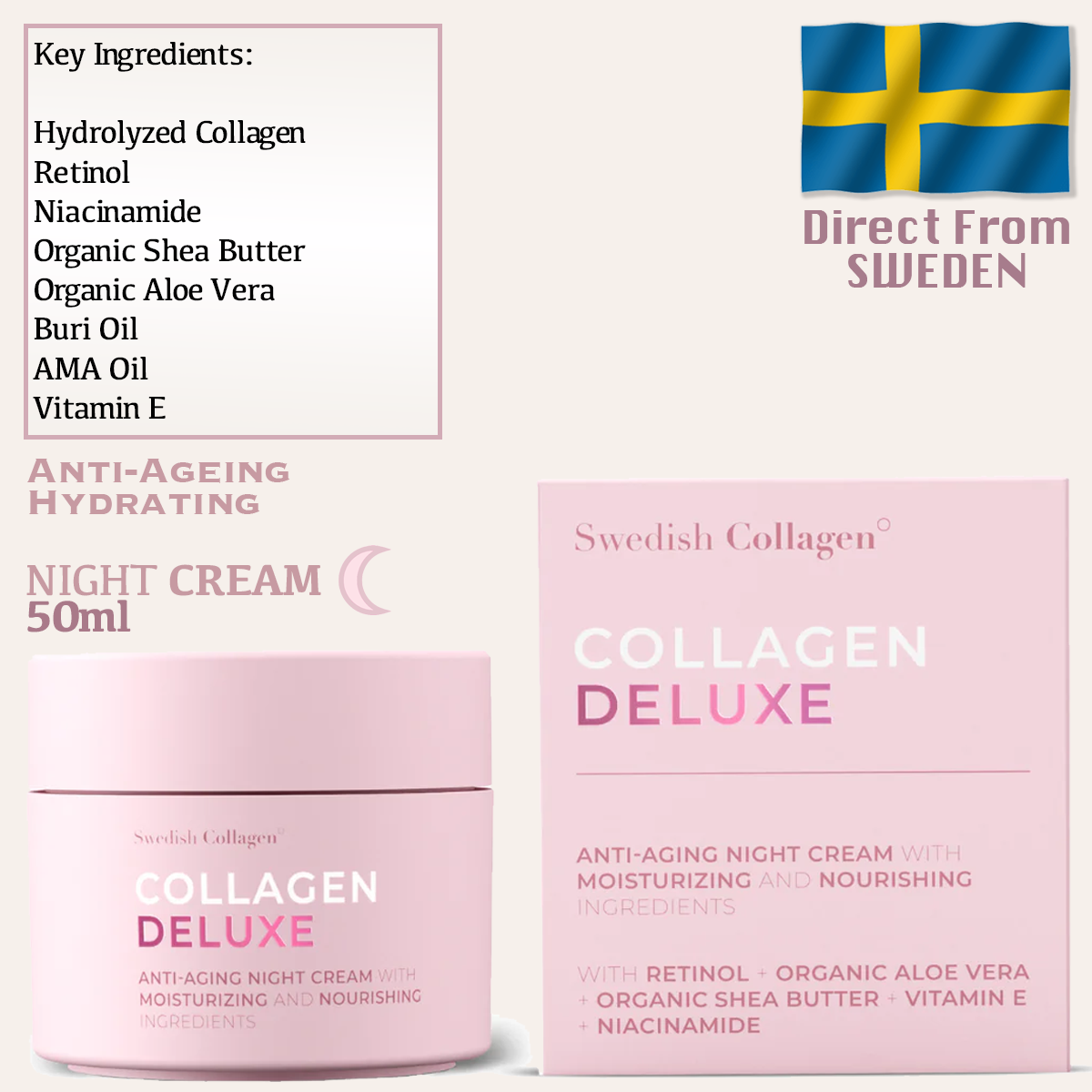 Swedish Collagen Deluxe Retinol NIGHT Cream 50ml