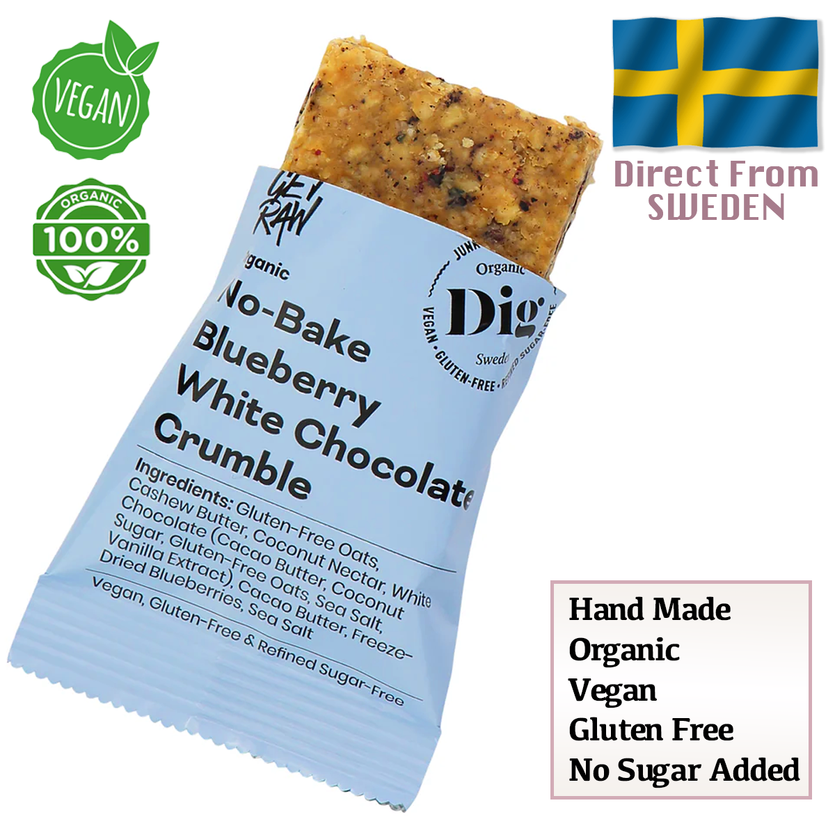 Dig Organic No-Bake White Chocolate Blueberry Crumble 35g