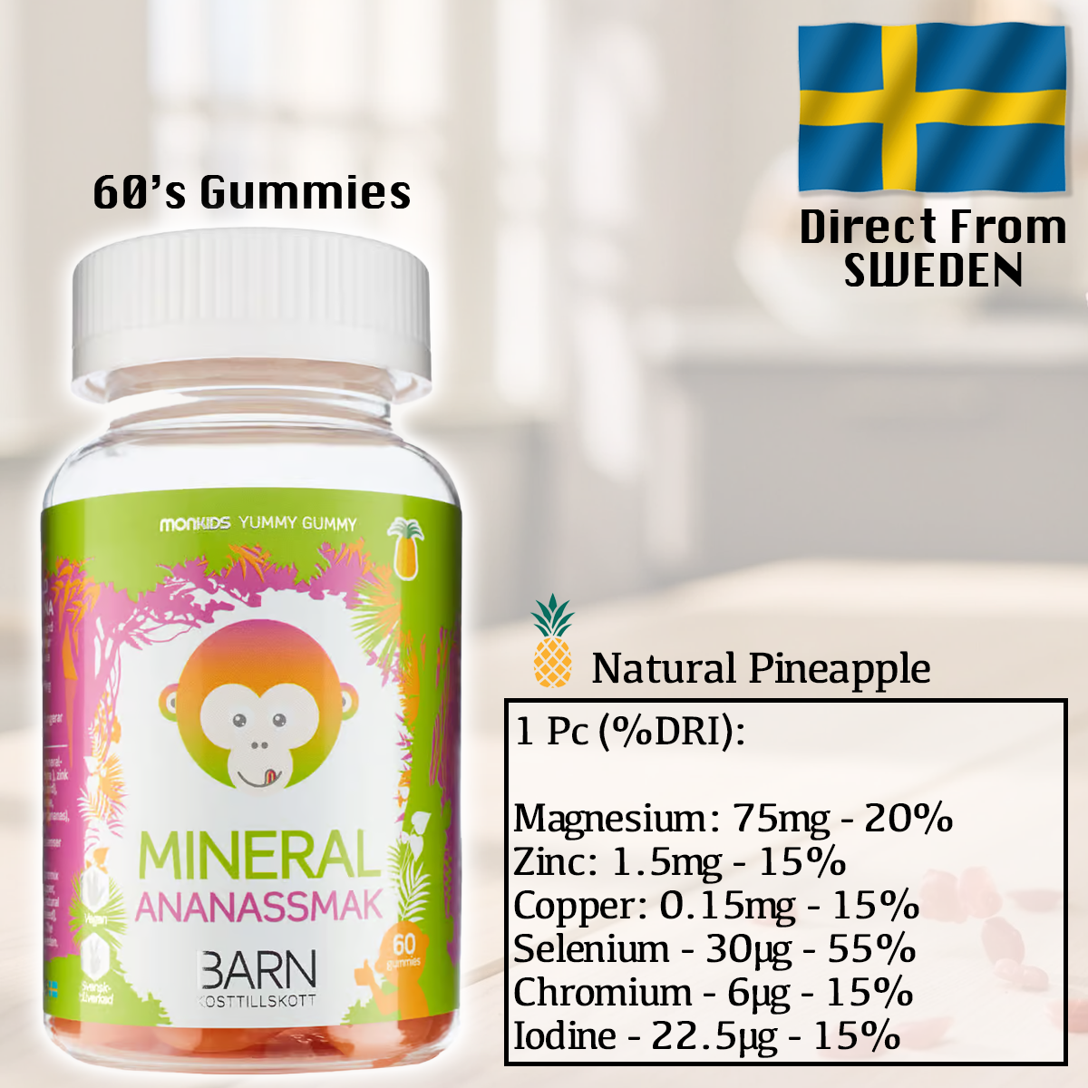 MonKids 6 Minerals (Pineapple) 60's Gummy