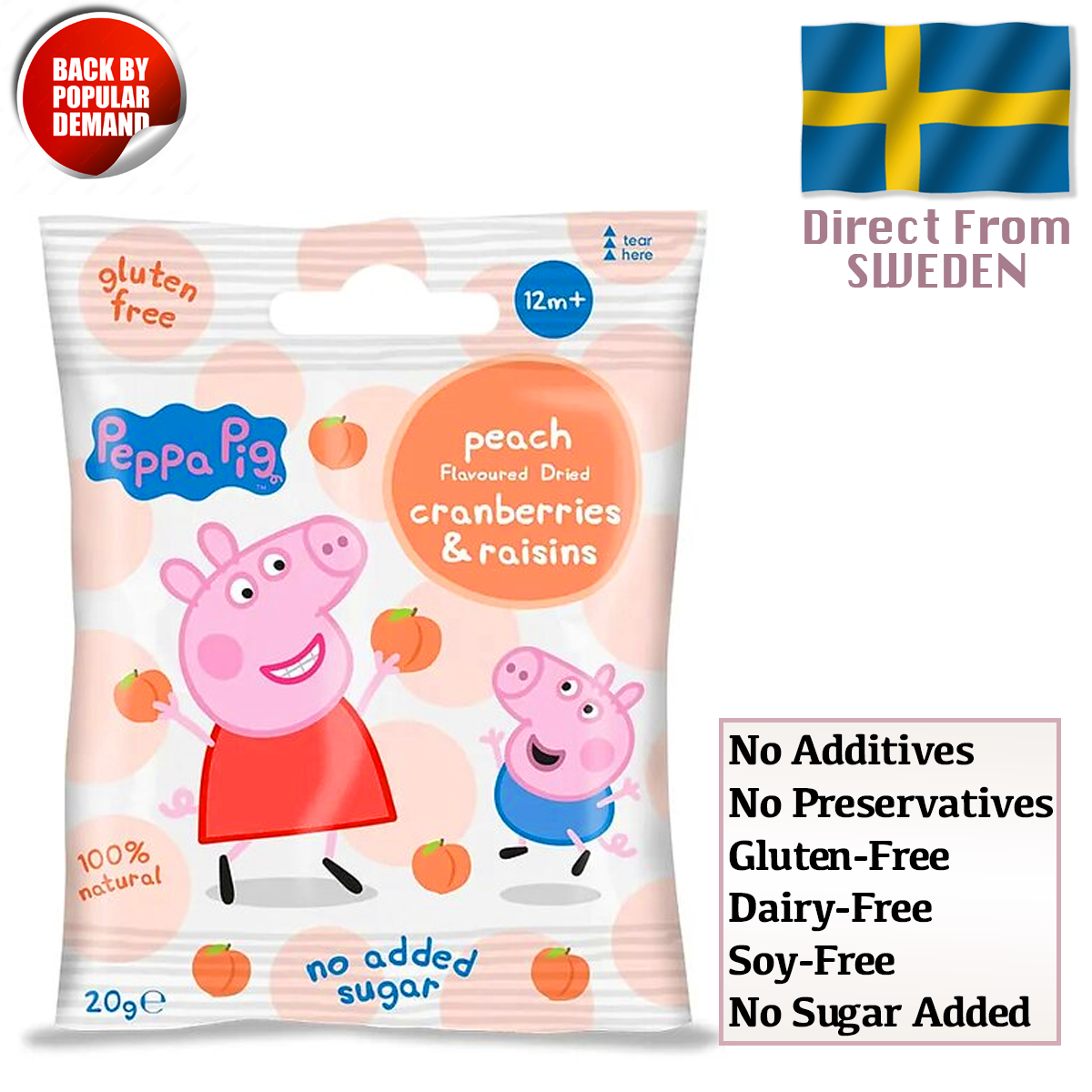 Clearly Scrumptious Peppa Snacks Peach 20g