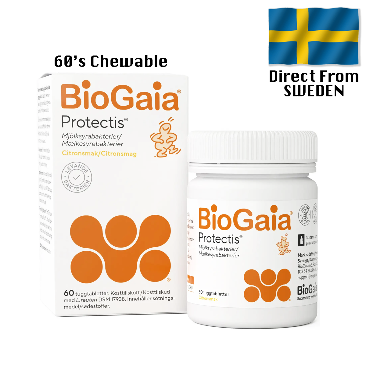 BioGaia, Protectis 60 Chewable Tablets (Lemon)