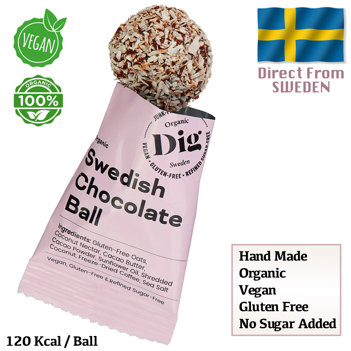 Dig Organic Swedish Chocolate Ball 25g