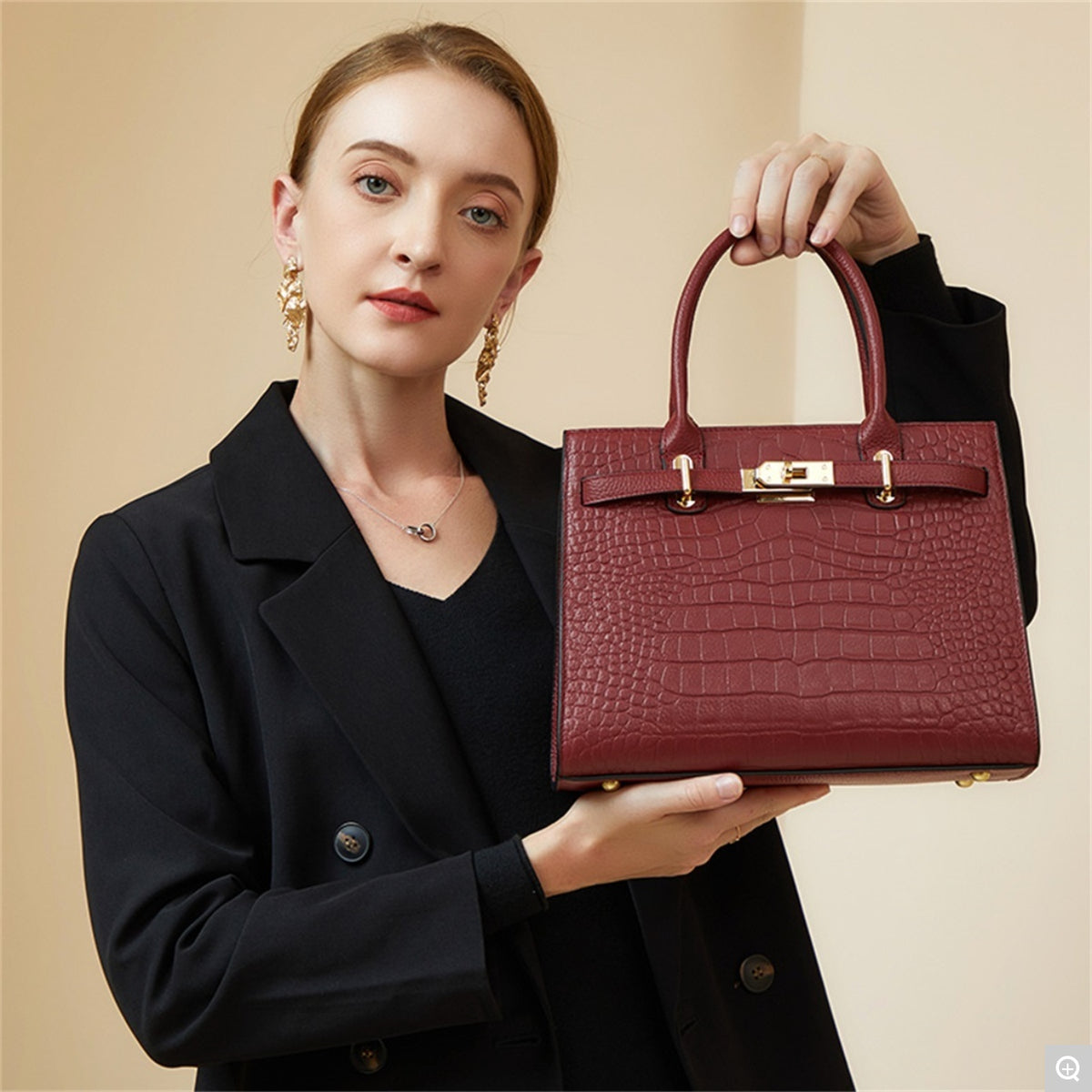 1868 Large-Capacity Handbag – Full Grain Cowhide Leather