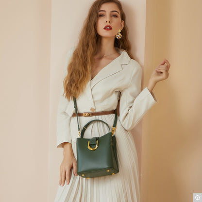 1916 Large-Capacity Bucket Bag – Cowhide Leather