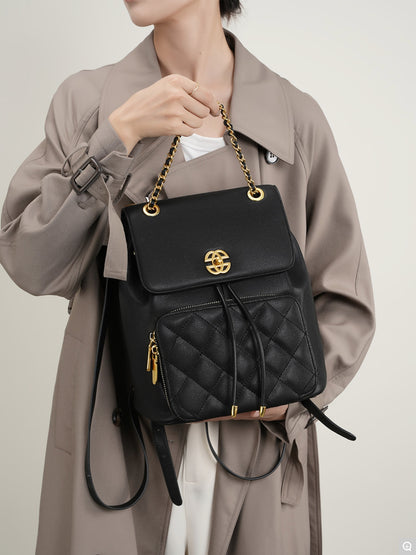 2361 Chain Quilted Backpack – Cowhide Leather