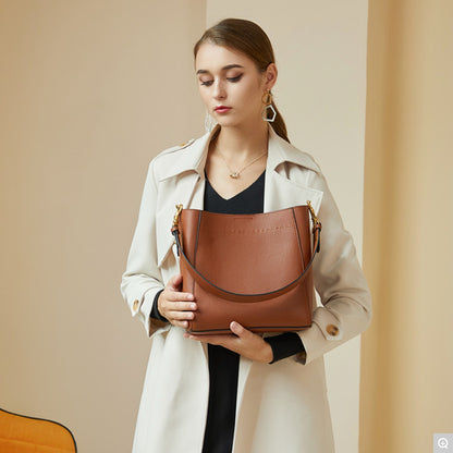 1867 Retro Large-Capacity Bucket Bag – Full Grain Cowhide Leather