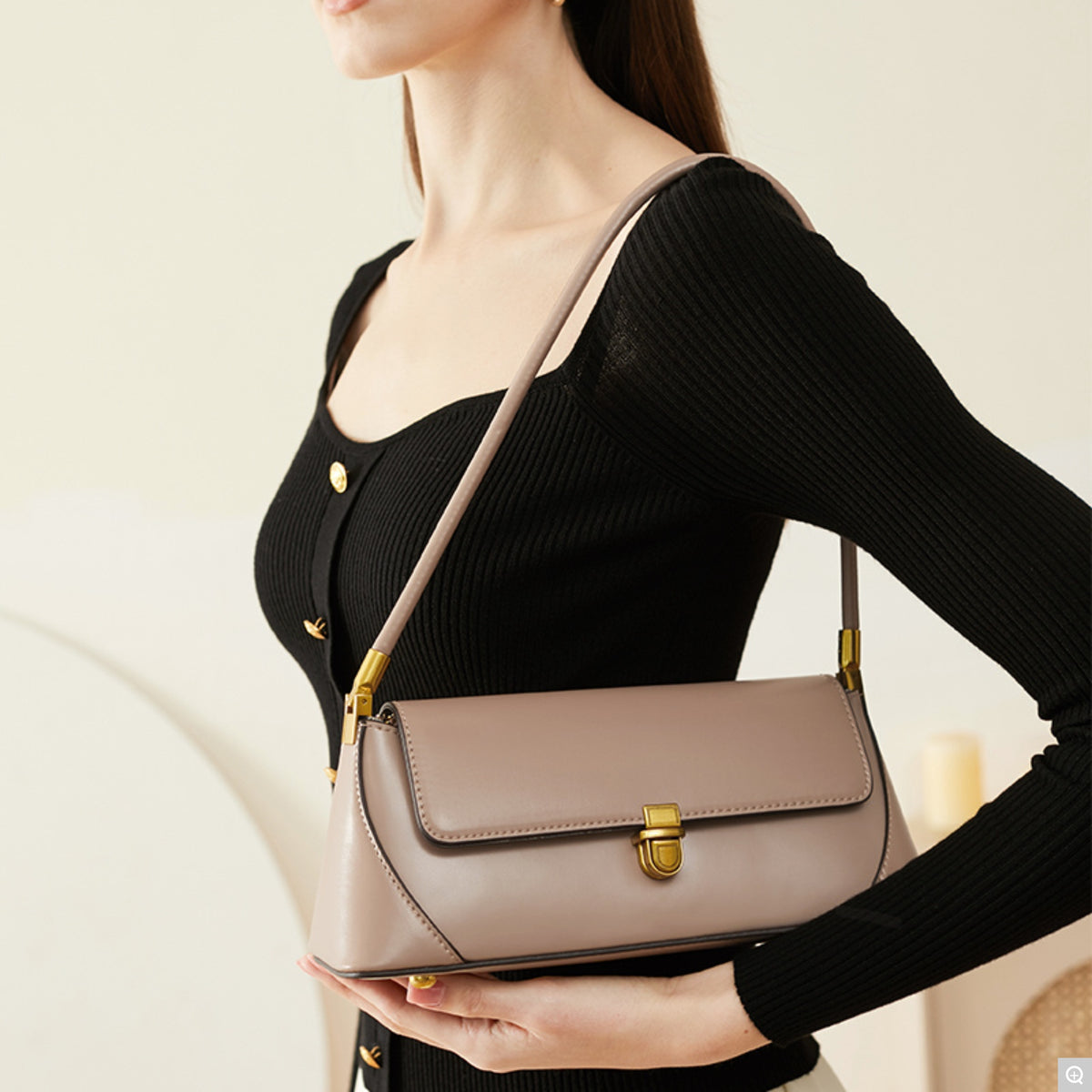2035 Baguette Bag – Cowhide & Microfiber Combo