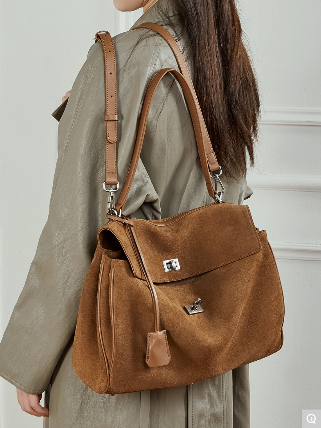 3262 Large Retro Large-Capacity Tote Bag – Suede Leather