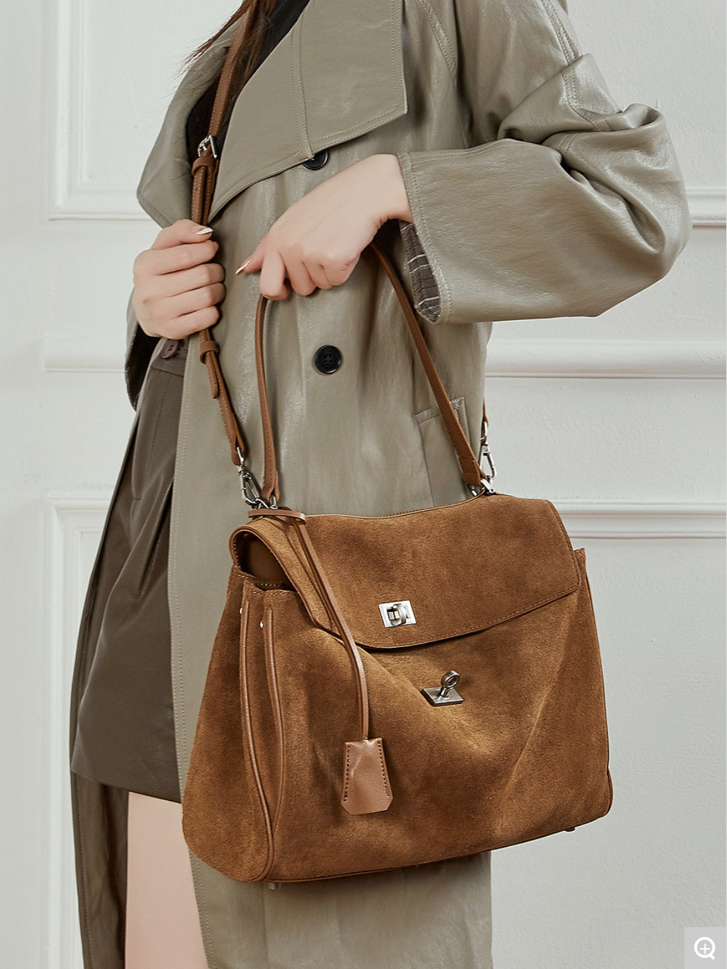 3262 Large Retro Large-Capacity Tote Bag – Suede Leather