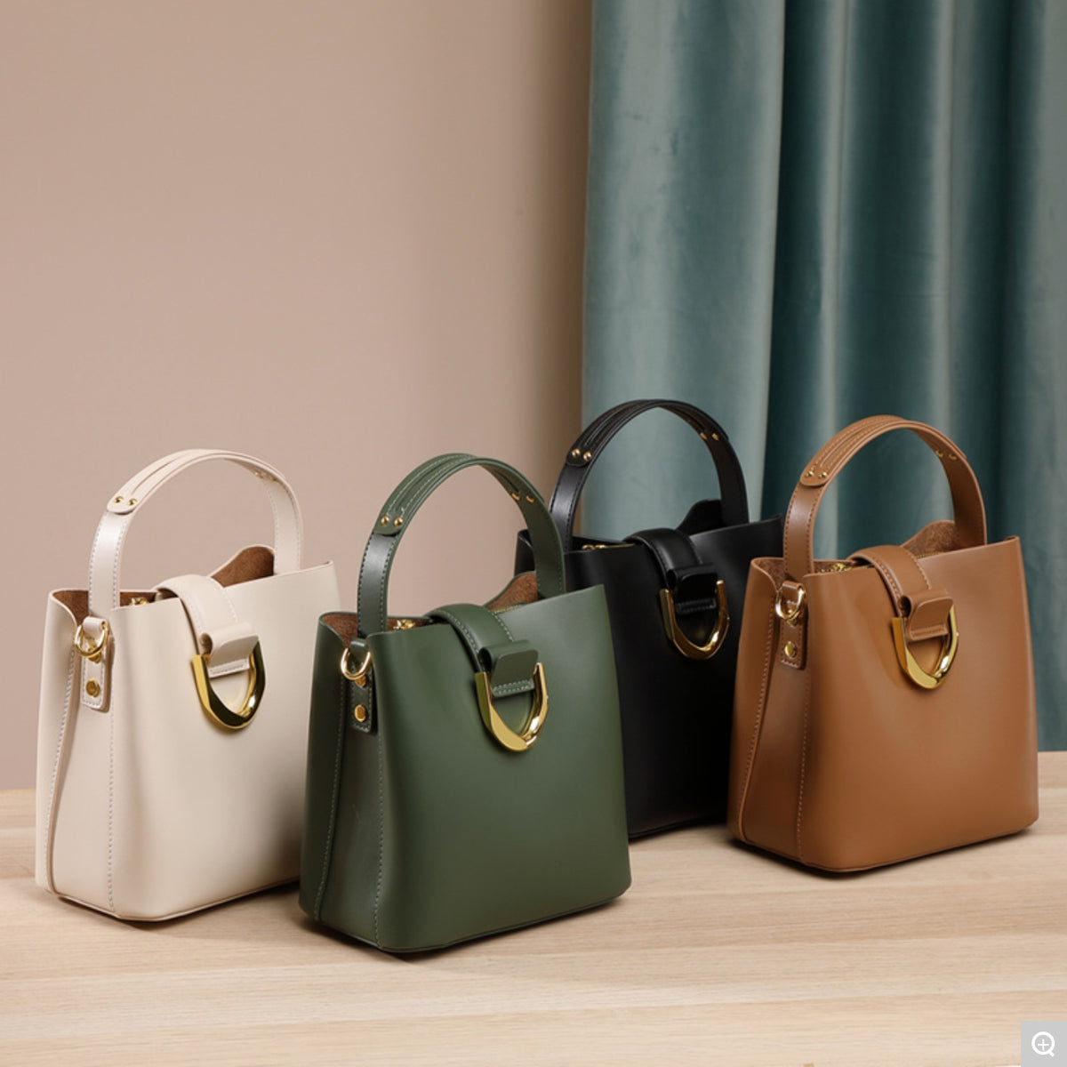 1916 Large-Capacity Bucket Bag – Cowhide Leather