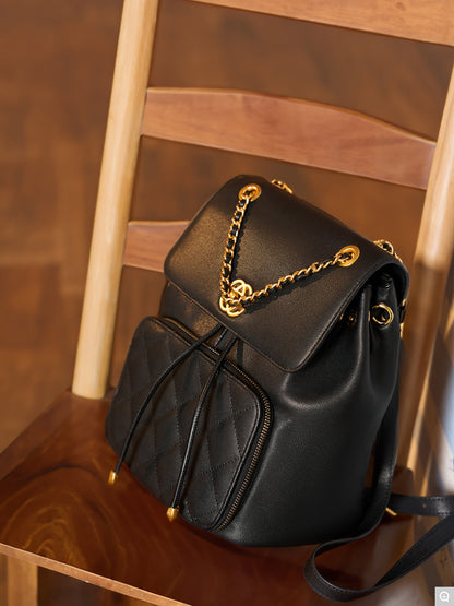 2361 Chain Quilted Backpack – Cowhide Leather
