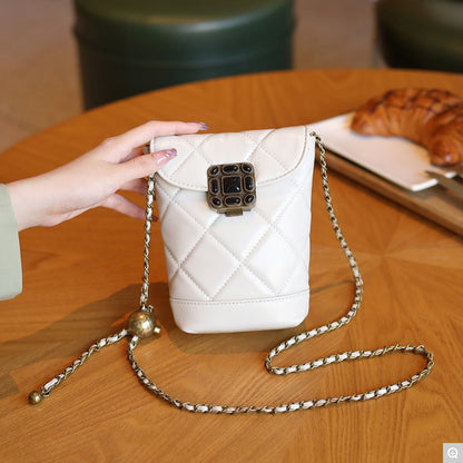 1966 Quilted Chain Phone Bag – Full Grain Cowhide Leather