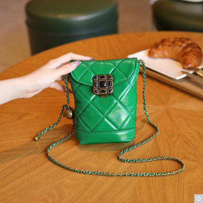1966 Quilted Chain Phone Bag – Full Grain Cowhide Leather