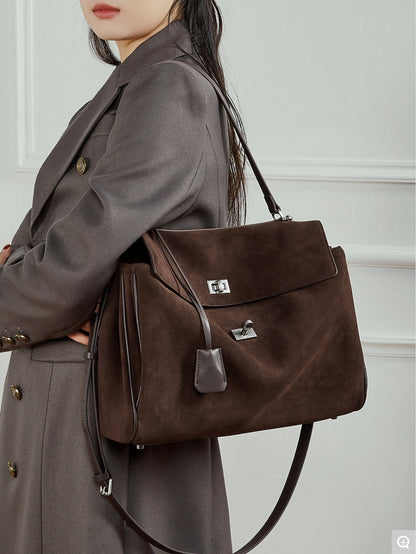 3262 Large Retro Large-Capacity Tote Bag – Suede Leather