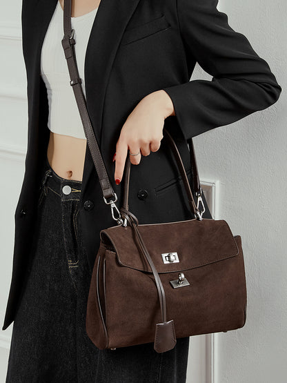 3262 Small Retro Large-Capacity Tote Bag – Suede Leather