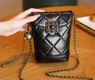 1966 Quilted Chain Phone Bag – Full Grain Cowhide Leather