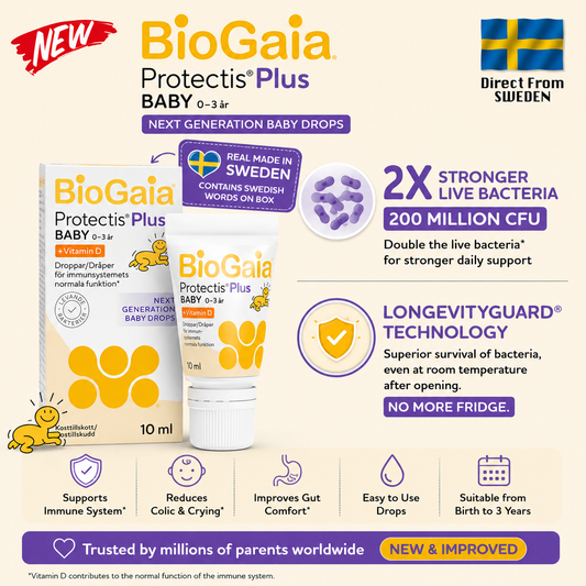 [10/2027] BioGaia, Protectis PLUS (Next-Gen), Baby Drops, For Colic & Digestive Comfort with Vitamin D (10 ml) 200million CFU