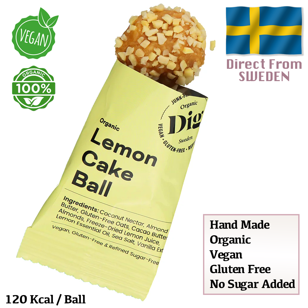 Dig Sweden Dig Organic Swedish Lemon Cake Ball 25g – Le-Bambini