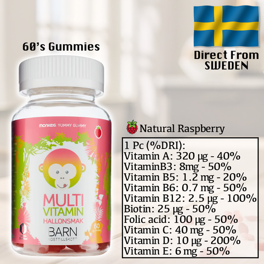 MonKids 10 Multi-Vitamins (Raspberry) 60's Gummy