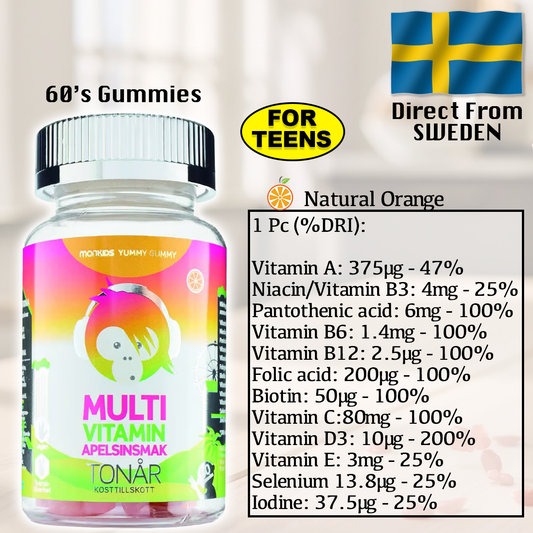 MonKids Teens 12 Multi-Vitamins (Orange) 60's Gummy