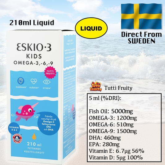 Eskio-3 Kids Omega-3,6,9 210ml Liquid (Tutti Fruiti)