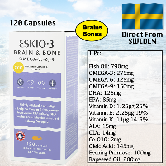 Eskio-3 Brains & Bone Omega-3,6,9 120's Capsules