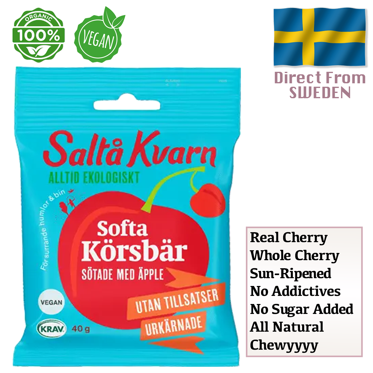 Saltå Organic Whole Soft Cherry (Sun-Ripened) 40g