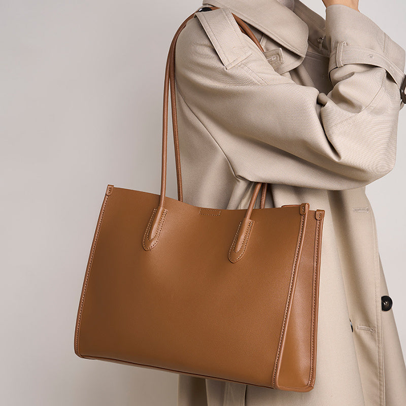 2050 Large-Capacity Tote Bag – Cowhide Leather